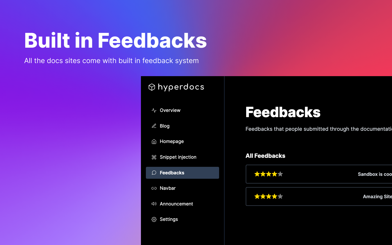 Feedbacks dashboard